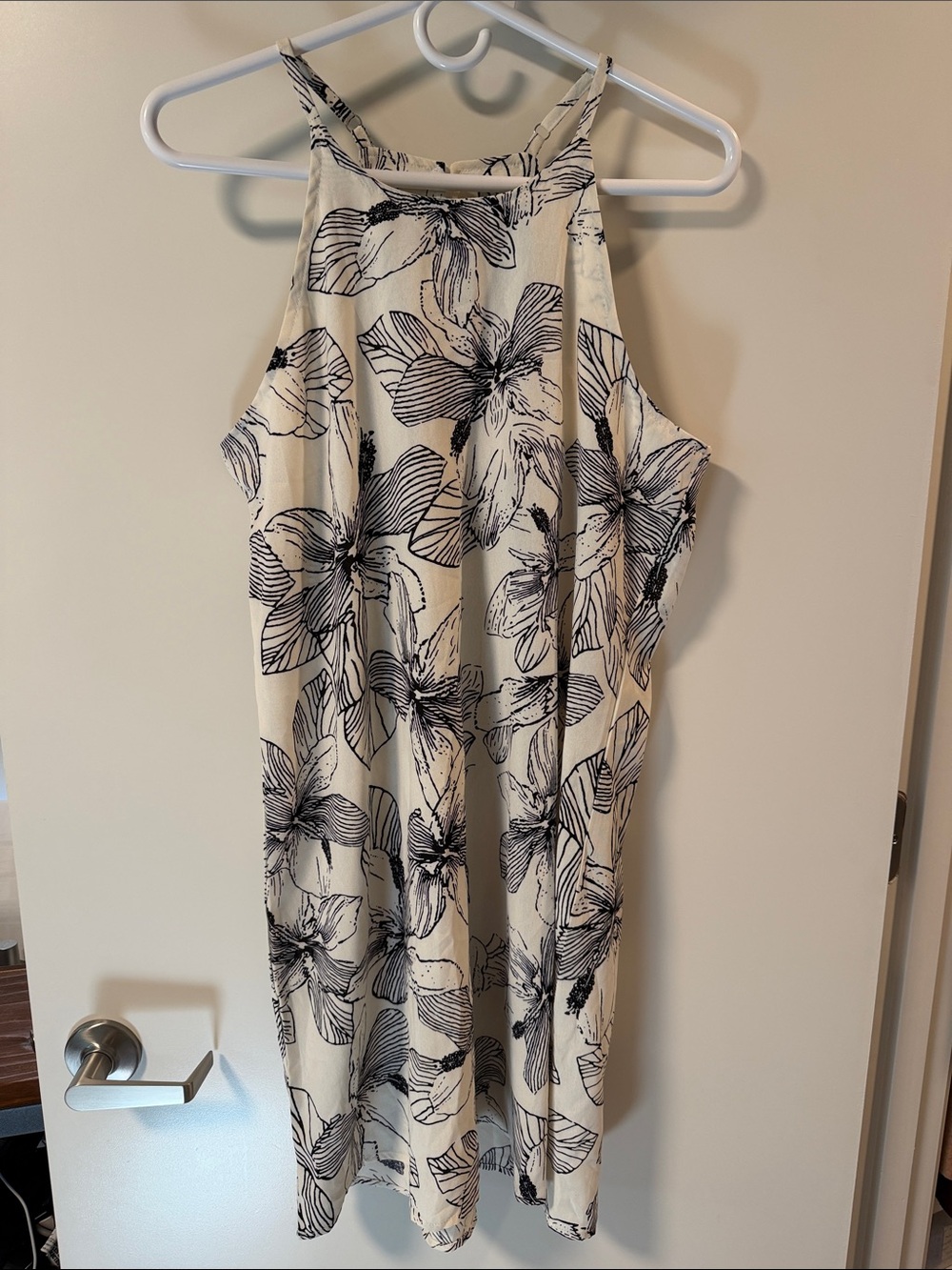 Cream Floral Halter Midi Dress
